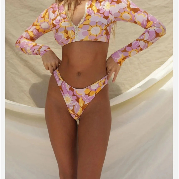 Stone Fox Swim Free People Bikini Bottom Roca Bottom in Retro Bloom XL Beach - Picture 1 of 8